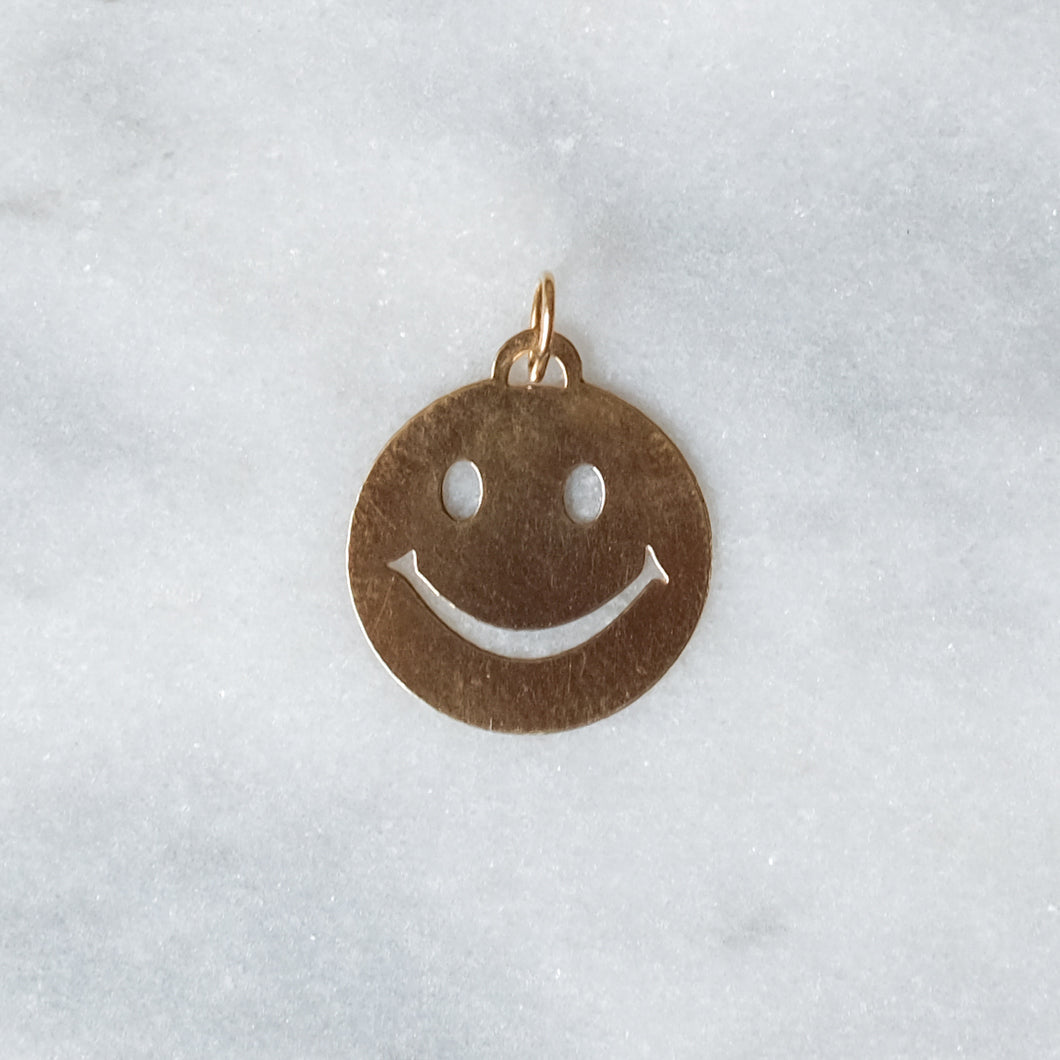 Vintage 14K Yellow Gold Smiley Charm