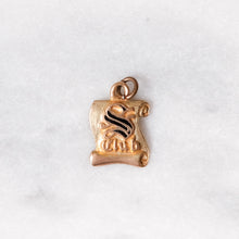 Load image into Gallery viewer, Vintage 10K Yellow Gold Enamel S Club Charm
