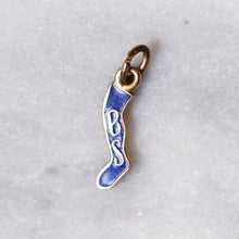 Load image into Gallery viewer, Vintage 10K Yellow Gold Blue Enamel Sock Charm
