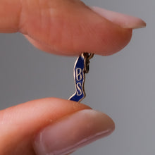 Load image into Gallery viewer, Vintage 10K Yellow Gold Blue Enamel Sock Charm
