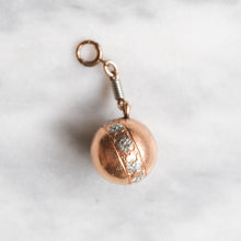 Load image into Gallery viewer, Art Deco 12K Rose Gold and Platinum Floral Embossed Ball Pendant
