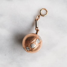 Load image into Gallery viewer, Art Deco 12K Rose Gold and Platinum Floral Embossed Ball Pendant
