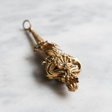 Load image into Gallery viewer, Antique Georgian 18K Rose Gold Aquamarine Floral Torpedo Pendant
