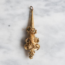 Load image into Gallery viewer, Antique Georgian 18K Rose Gold Aquamarine Floral Torpedo Pendant
