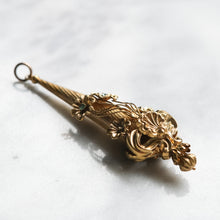 Load image into Gallery viewer, Antique Georgian 18K Rose Gold Aquamarine Floral Torpedo Pendant
