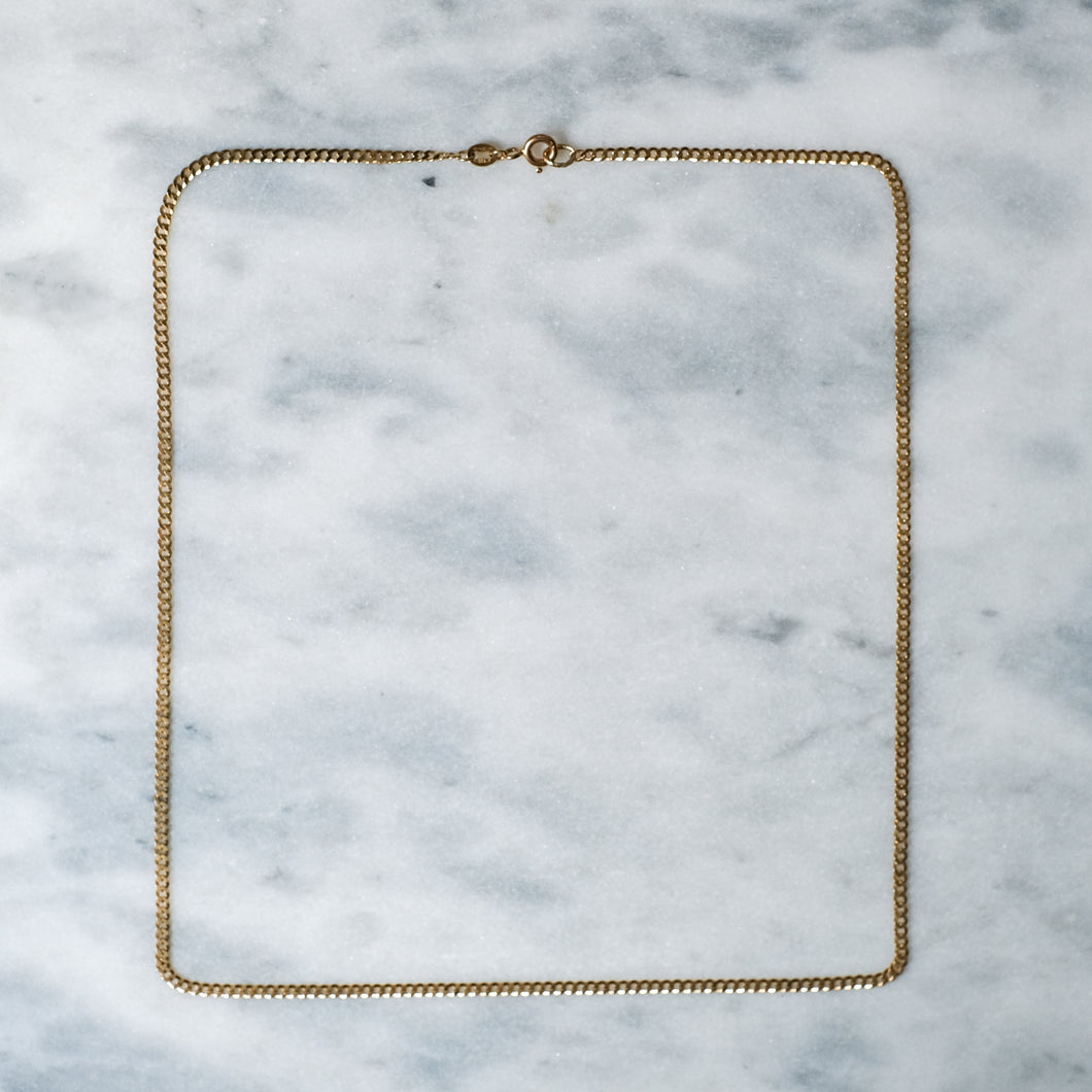 Vintage 9K Yellow Gold Flat Curb-Link Chain