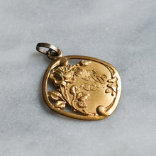 Load image into Gallery viewer, French Belle Époque Square 18K Rose Gold &quot;AB&quot; Rose Medallion Pendant
