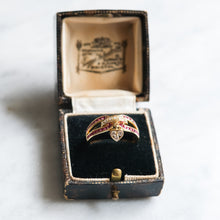 Load image into Gallery viewer, Vintage 18K Yellow Gold Diamond Ruby with Heart Charm Ring by Mouawad
