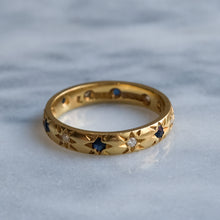 Load image into Gallery viewer, Vintage Star-Set Diamond and Sapphire Eternity Ring
