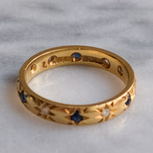 Load image into Gallery viewer, Vintage Star-Set Diamond and Sapphire Eternity Ring
