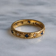 Load image into Gallery viewer, Vintage Star-Set Diamond and Sapphire Eternity Ring
