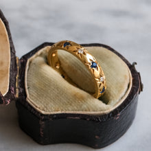 Load image into Gallery viewer, Vintage Star-Set Diamond and Sapphire Eternity Ring
