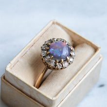 Load image into Gallery viewer, Antique Opal Old Cut Diamond Cluster Ring
