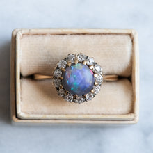 Load image into Gallery viewer, Antique Opal Old Cut Diamond Cluster Ring
