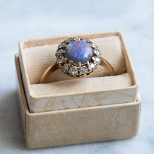 Load image into Gallery viewer, Antique Opal Old Cut Diamond Cluster Ring
