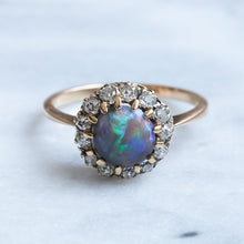 Load image into Gallery viewer, Antique Opal Old Cut Diamond Cluster Ring
