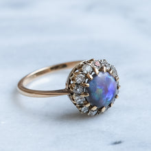 Load image into Gallery viewer, Antique Opal Old Cut Diamond Cluster Ring
