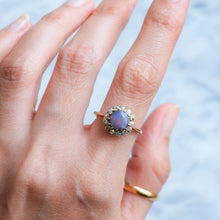 Load image into Gallery viewer, Antique Opal Old Cut Diamond Cluster Ring
