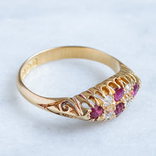 Load image into Gallery viewer, Antique Edwardian Double Row Ruby and Diamond Boat Ring
