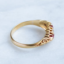Load image into Gallery viewer, Antique Edwardian Double Row Ruby and Diamond Boat Ring
