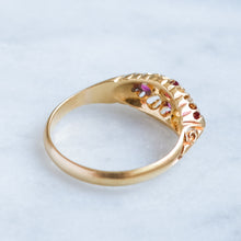 Load image into Gallery viewer, Antique Edwardian Double Row Ruby and Diamond Boat Ring
