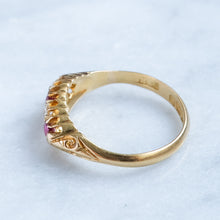 Load image into Gallery viewer, Antique Edwardian Double Row Ruby and Diamond Boat Ring
