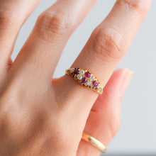 Load image into Gallery viewer, Antique Edwardian Double Row Ruby and Diamond Boat Ring
