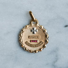 Load image into Gallery viewer, Vintage Round Scalloped QU'HIER QUE DEMAIN Augis Pendant - A
