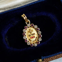 Load image into Gallery viewer, Vintage Oval QU'HIER QUE DEMAIN Augis Pendant with Ruby and Diamond Border
