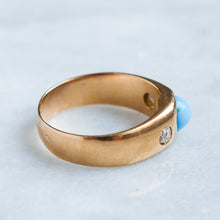 Load image into Gallery viewer, Antique Victorian/Napoléon III era French Flush-Set Turquoise and Rose-Cut Diamond Ring
