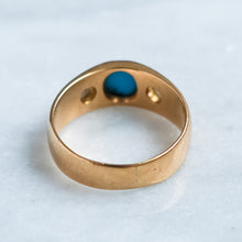 Load image into Gallery viewer, Antique Victorian/Napoléon III era French Flush-Set Turquoise and Rose-Cut Diamond Ring
