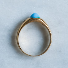 Load image into Gallery viewer, Antique Victorian/Napoléon III era French Flush-Set Turquoise and Rose-Cut Diamond Ring
