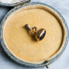 Load image into Gallery viewer, Antique Floral Chased Cabochon Garnet Fob Pendant
