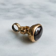 Load image into Gallery viewer, Antique Floral Chased Cabochon Garnet Fob Pendant
