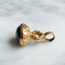 Load image into Gallery viewer, Antique Floral Chased Cabochon Garnet Fob Pendant
