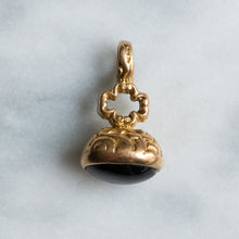 Load image into Gallery viewer, Antique Floral Chased Cabochon Garnet Fob Pendant
