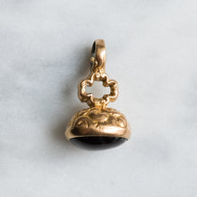 Load image into Gallery viewer, Antique Floral Chased Cabochon Garnet Fob Pendant

