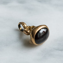 Load image into Gallery viewer, Antique Floral Chased Cabochon Garnet Fob Pendant
