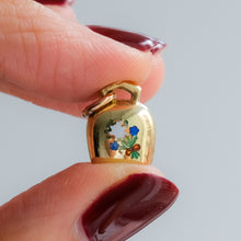 Load image into Gallery viewer, Vintage Enamel Floral Cow Bell Charm

