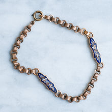 Load image into Gallery viewer, Antique Victorian/Napoleon III Bracelet with Decorative Enamel Floral Plaque Links

