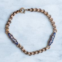 Load image into Gallery viewer, Antique Victorian/Napoleon III Bracelet with Decorative Enamel Floral Plaque Links
