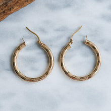 Load image into Gallery viewer, Vintage Diamond-Cut Hoop Earrings by UnoAErre
