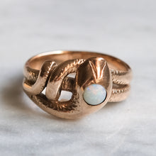 Load image into Gallery viewer, Victorian 8K Rose Gold Opal Snake Ring
