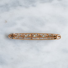 Load image into Gallery viewer, Edwardian 15K Rose Gold Opal and Diamond Floral Bar Brooch
