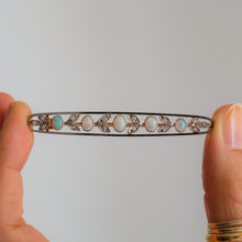 Load image into Gallery viewer, Edwardian 15K Rose Gold Opal and Diamond Floral Bar Brooch
