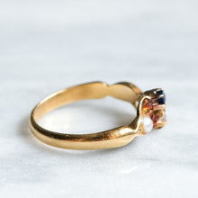 Load image into Gallery viewer, Art Nouveau 18K Yellow Gold Diamond, Ruby, Sapphire Clover and Pearl Ring
