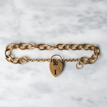 Load image into Gallery viewer, Antique Victorian 9K Rose Gold Curb-Link Padlock Bracelet
