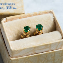Load image into Gallery viewer, Vintage Emerald Stud Earrings (Dark)
