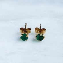 Load image into Gallery viewer, Vintage Emerald Stud Earrings (Dark)
