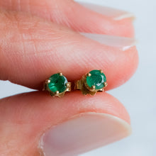 Load image into Gallery viewer, Vintage Emerald Stud Earrings (Dark)
